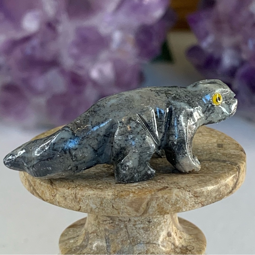 Miniature LIZARD Soapstone Figurine Stone Carving MINI Hand Carved Animal Figure - Picture 5 of 10